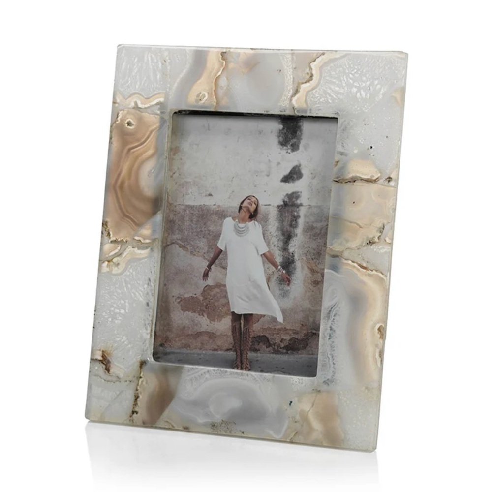 Zodax Preto Natural Genuine Agate Stone Photo Frame 5" X 7"